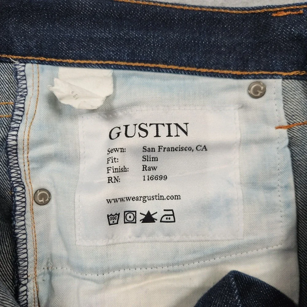 Gustin Selvedge Jeans 32x30 Blue Dark Wash Indigo Red Line Slim Fit Made In USA